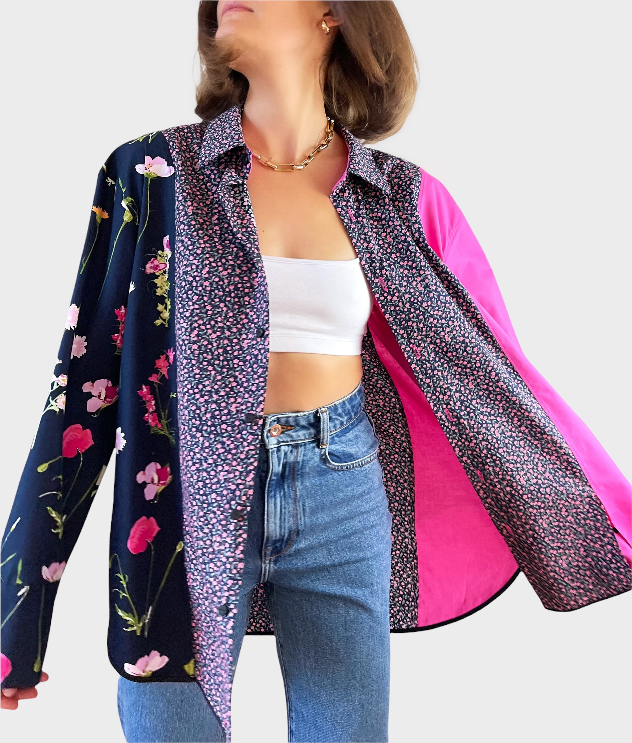 Floral Mélangé en Rose Cotton Shirt