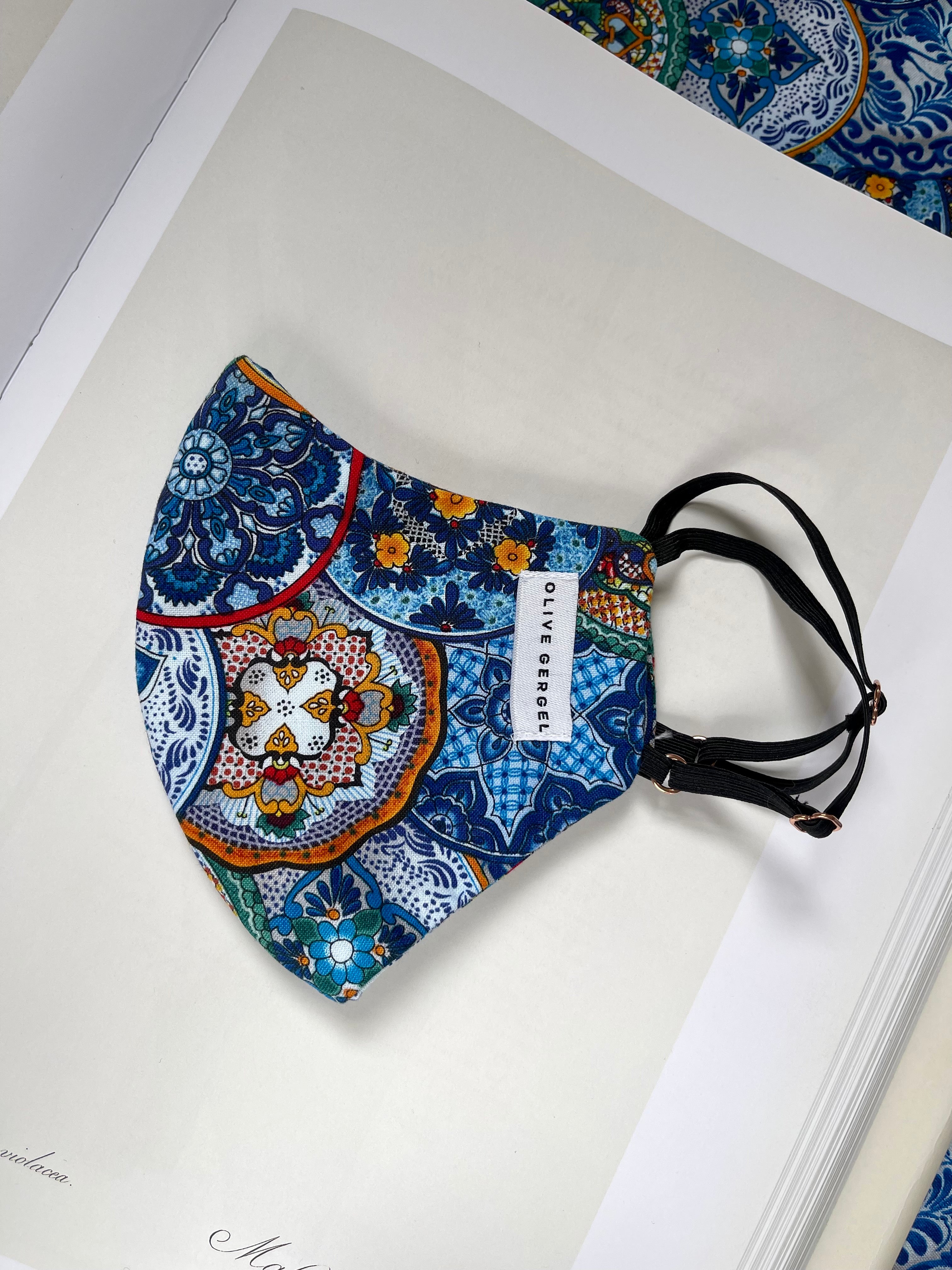 Mykonos Blue Cotton Mask