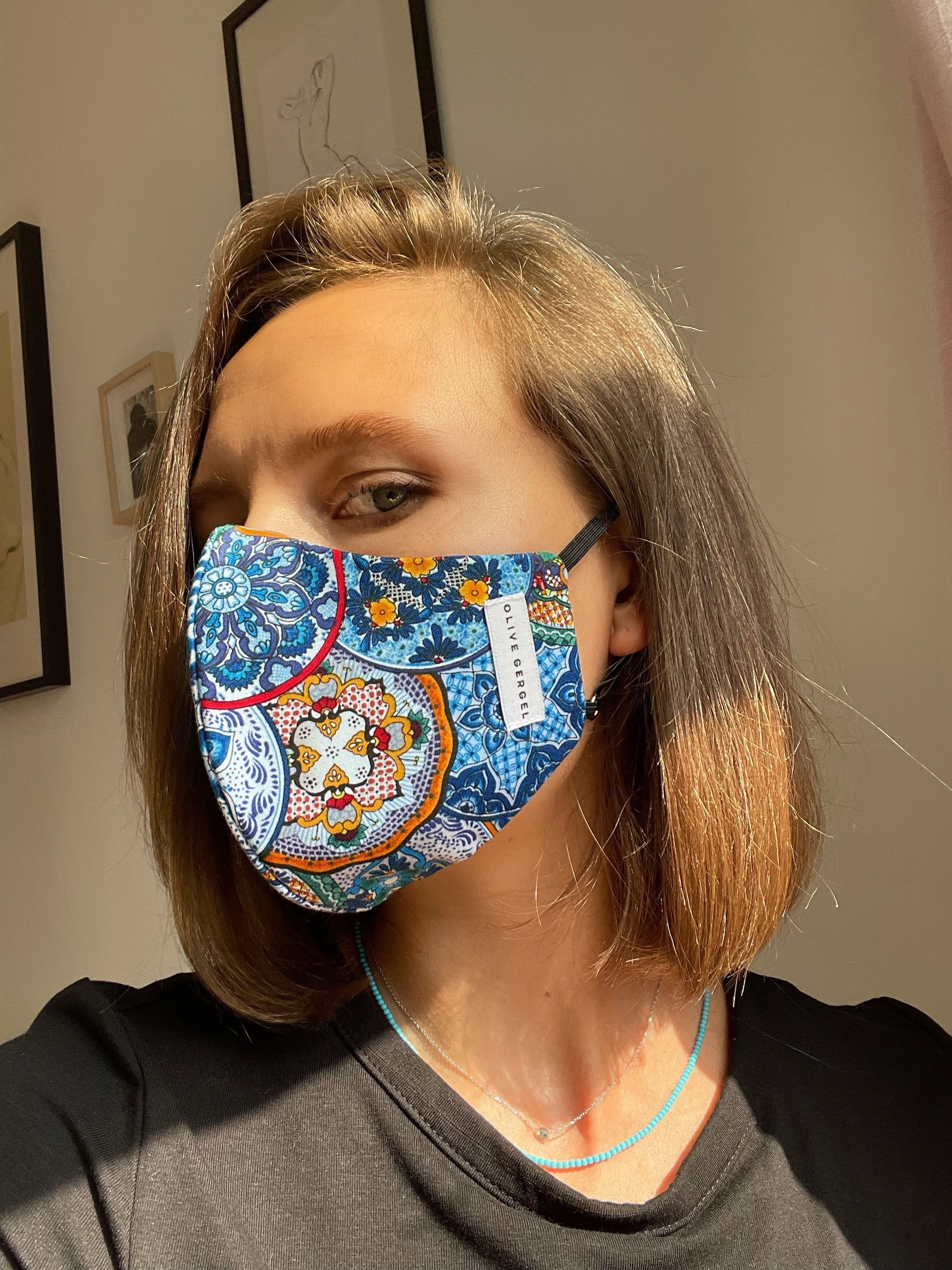 Mykonos Blue Cotton Mask