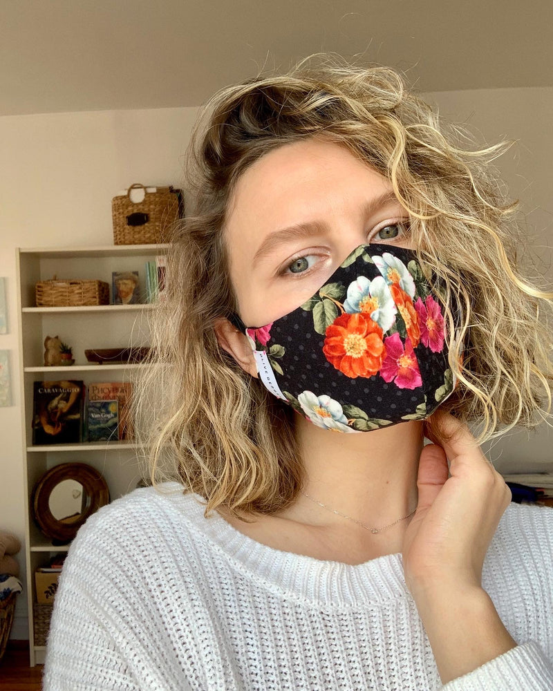 Polka Dots and Flowers Cotton Mask